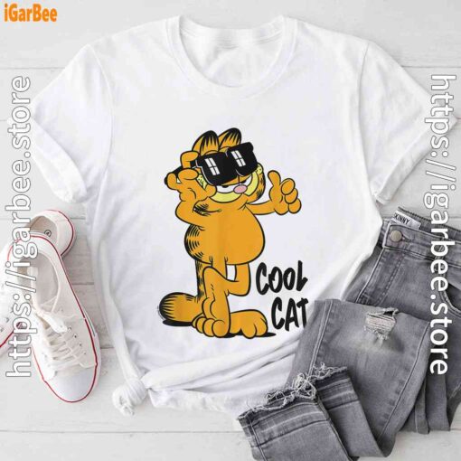 garfield cool cat down in style white tee shirt