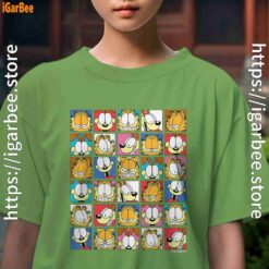 garfield expressions collage female green tee for girl
