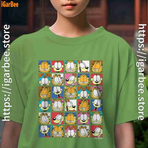 garfield expressions collage female green tee for girl