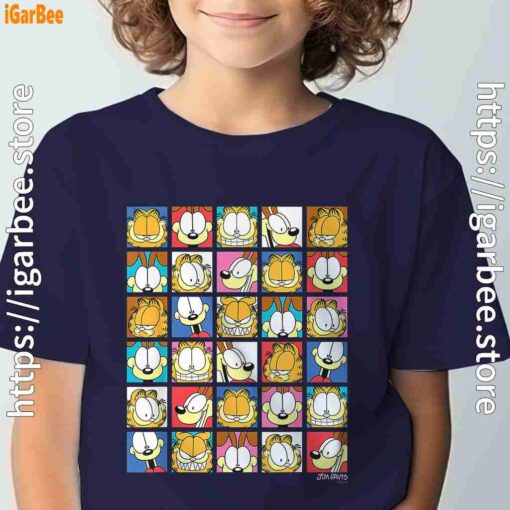 garfield expressions collage navy boy's t shirt