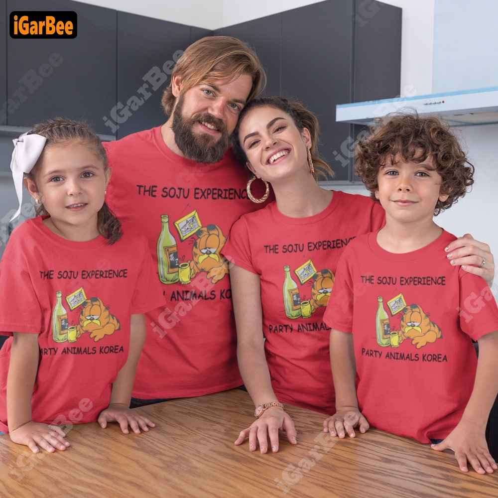 garfield family t shirt 3 Red Garfield soju t-shirt: Unique choice for family vacations