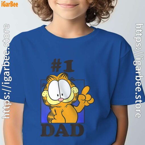 garfield fathers day number one dad blue t shirt for youth boy