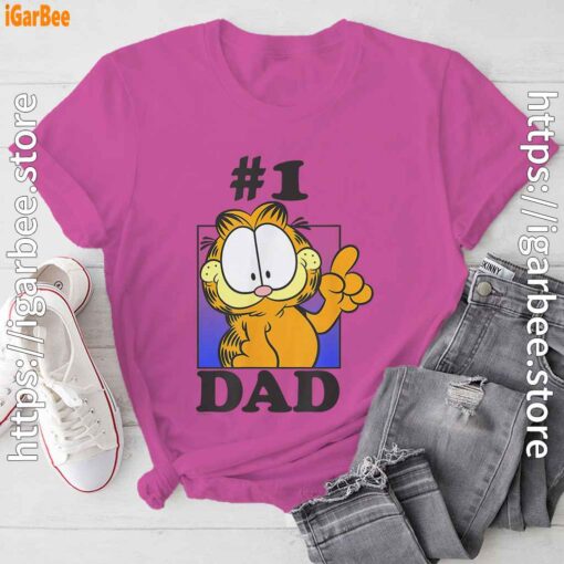 garfield fathers day number one dad pink tee shirt