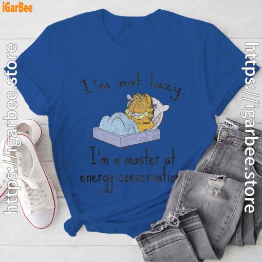 garfield im not lazy blue tee shirt