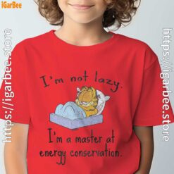 garfield im not lazy red t shirt for youth boy