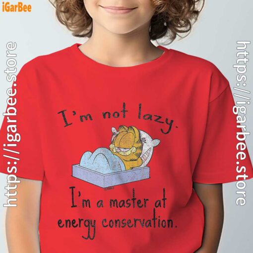 garfield im not lazy red t shirt for youth boy