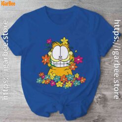 garfield in the garden blue shirt