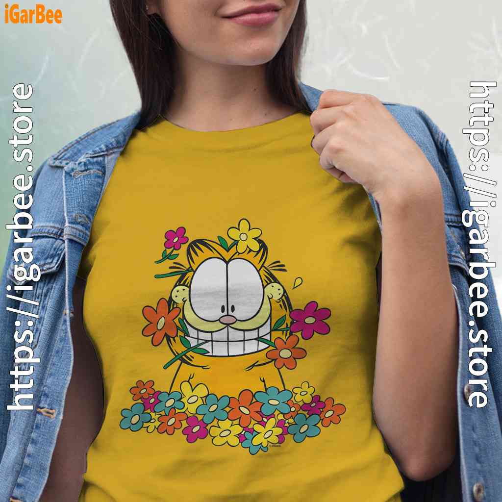 garfield in the garden women yellow shirt garfield in the garden women yellow shirt