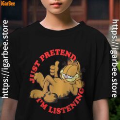 garfield just pretend im listening kids girl black t shirt
