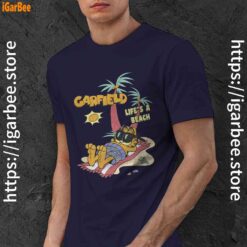 garfield lifes beach retro vintage tropical cat nap navy men shirt