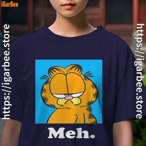 garfield life’s too short to care meh kids girl navy t shirt