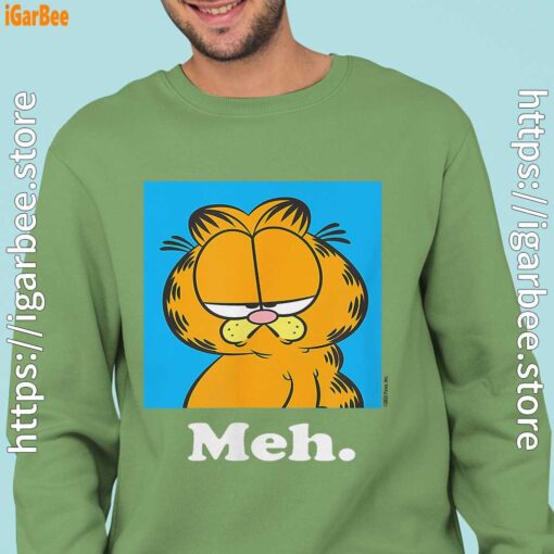 garfield life’s too short to care meh men green sweatshirts