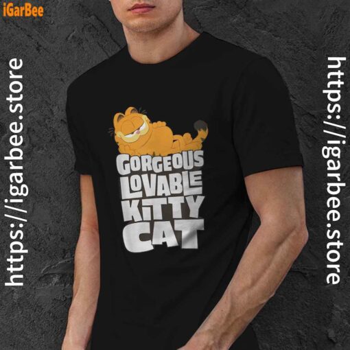 garfield lovable kitty cat black men shirt