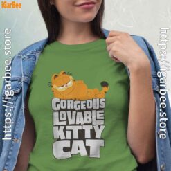 garfield lovable kitty cat green t shirt for women