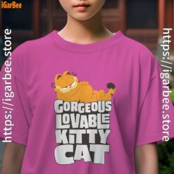 garfield lovable kitty cat youth girl pink t shirt