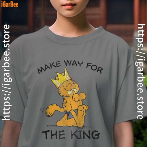garfield make way for the king of laziness kids girl gray tee