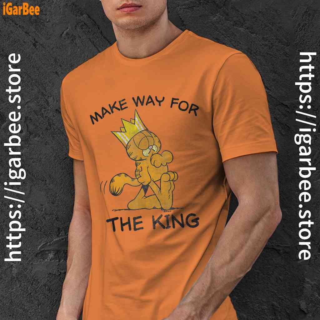 garfield make way for the king of laziness orange men shirt garfield make way for the king of laziness orange men shirt