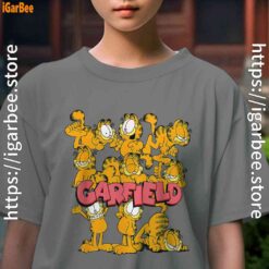 garfield multiple poses kids girl gray tee