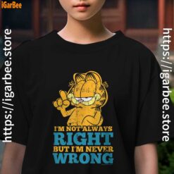 garfield never wrong just occasionally less right kids girl black t shirt