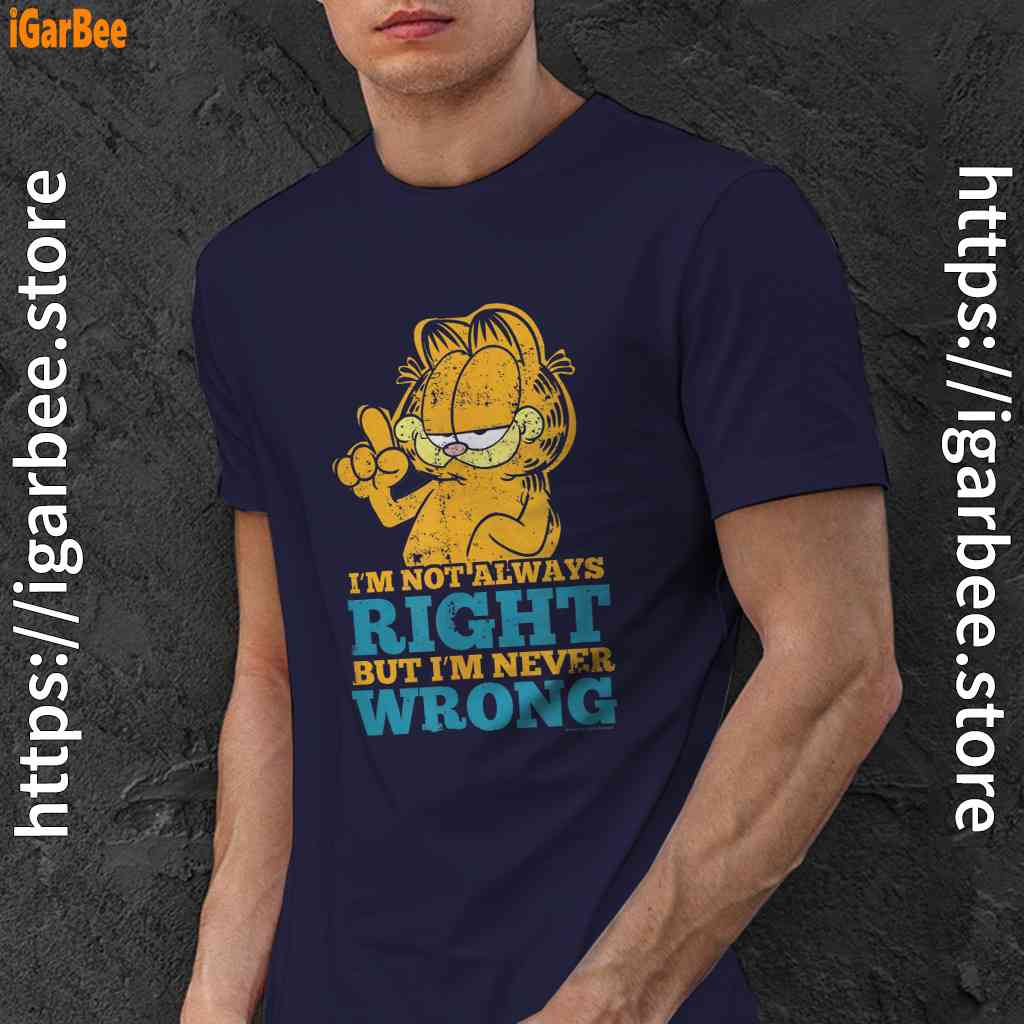 garfield never wrong just occasionally less right navy men shirt garfield never wrong just occasionally less right navy men shirt