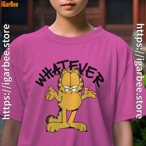 garfield sarcastic whatever youth girl pink t shirt