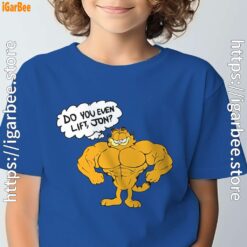 garfield strong do you even life blue t shirt for youth boy Copy