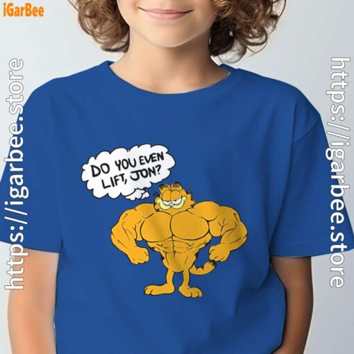 garfield strong do you even life blue t shirt for youth boy Copy
