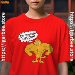 garfield strong do you even life kids girl red t shirt female Copy