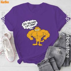 garfield strong do you even life purple tee shirt