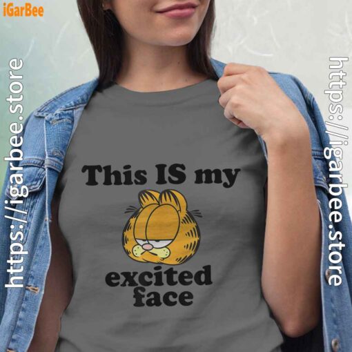garfield this is my excited face gray shirt for women