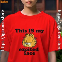 garfield this is my excited face kids girl red t shirt female