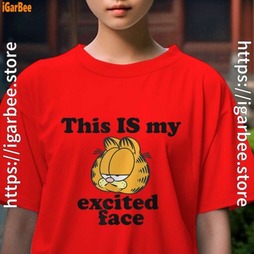 garfield this is my excited face kids girl red t shirt female