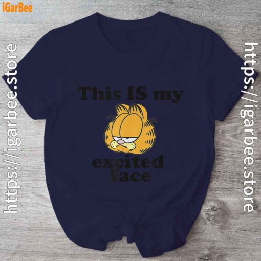 garfield this is my excited face navy shirt