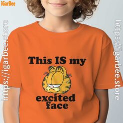 garfield this is my excited face orange tee kids boy