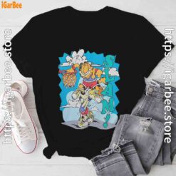 graphic garfield odie basketball black tee shirt
