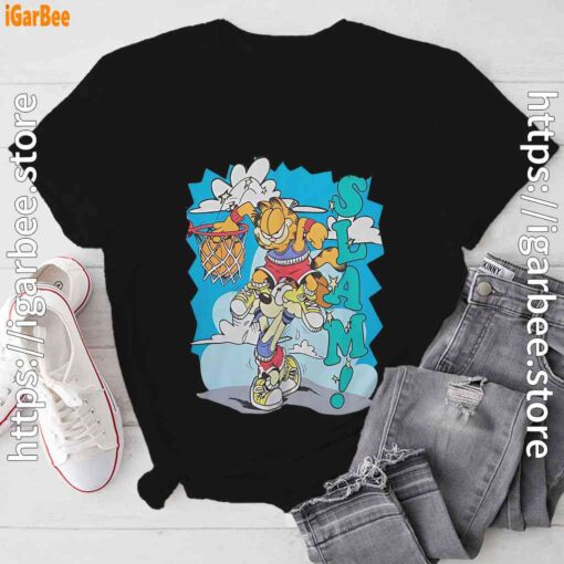 graphic garfield odie basketball black tee shirt
