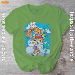 graphic garfield odie basketball green shirt