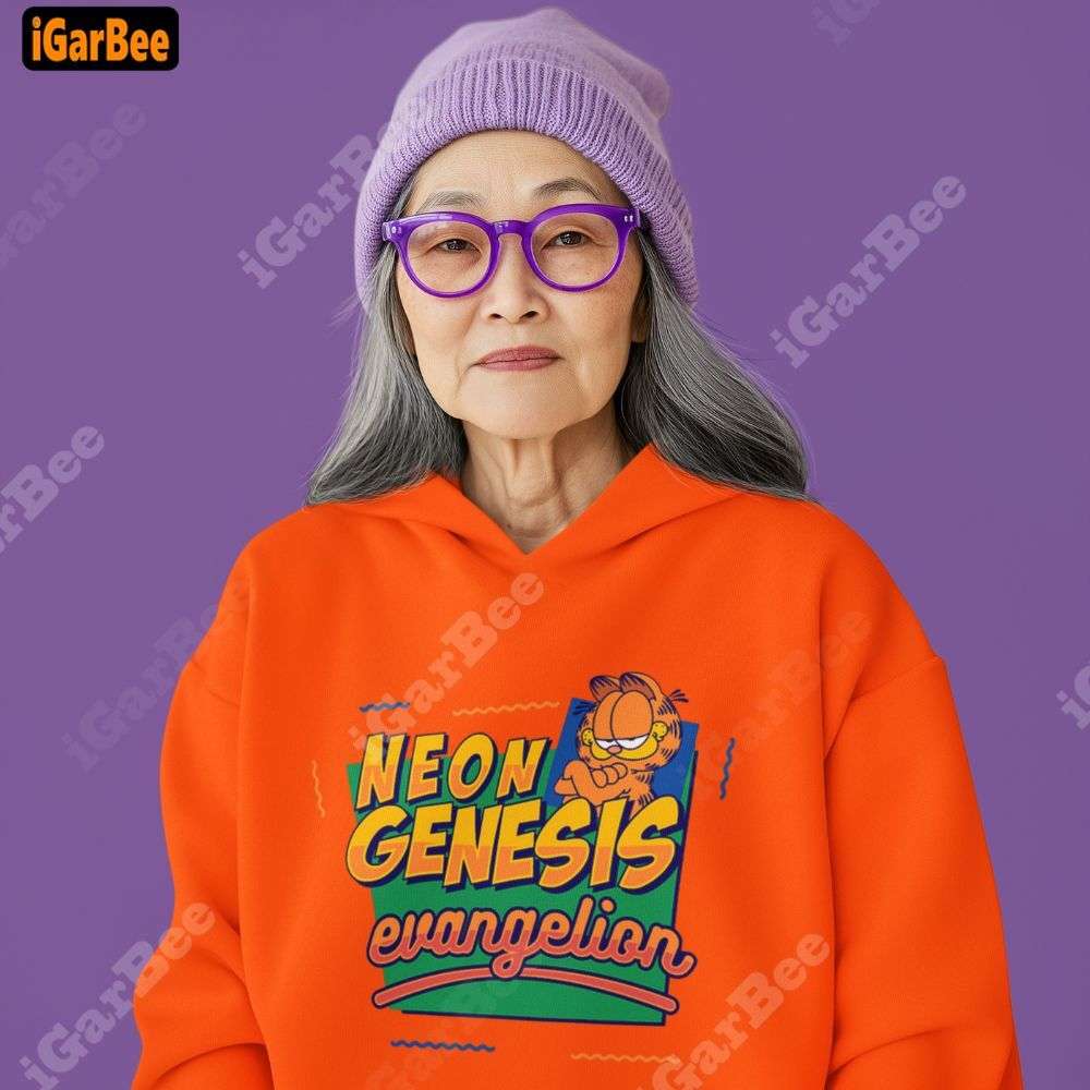 mom in orange garfield hoodie cozy, comfy, and full of love mother's day gift ideas with Garfield hoodie