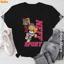 play like garfield basketball black tee shirt
