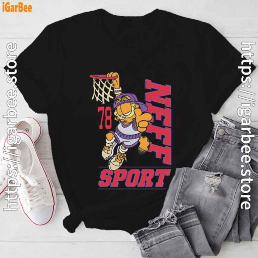 play like garfield basketball black tee shirt