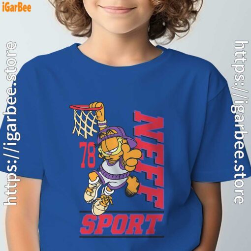 play like garfield basketball blue t shirt for youth boy