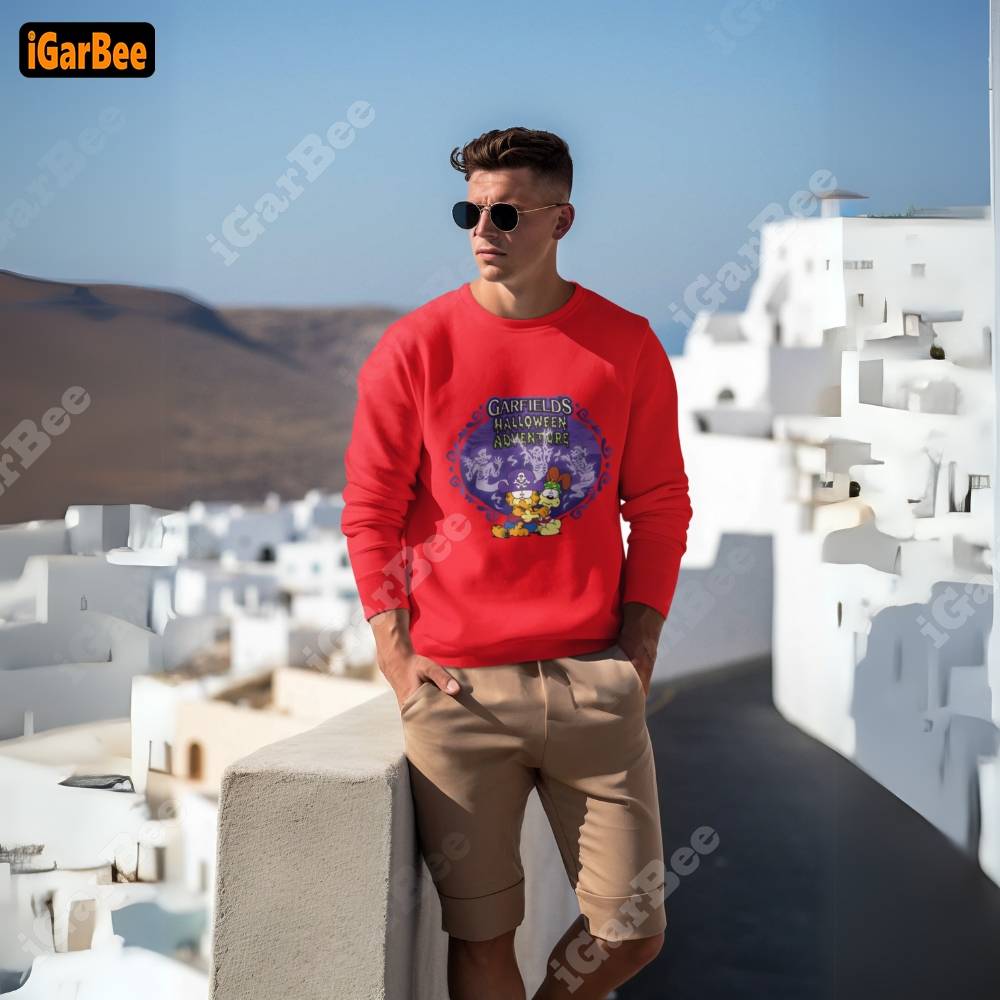 red garfield print sweatshirt men red garfield print sweatshirt men