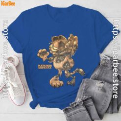 scary garfield zombie cat blue tee shirt