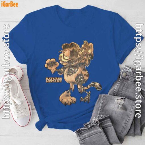 scary garfield zombie cat blue tee shirt