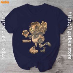 scary garfield zombie cat navy shirt