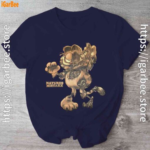 scary garfield zombie cat navy shirt