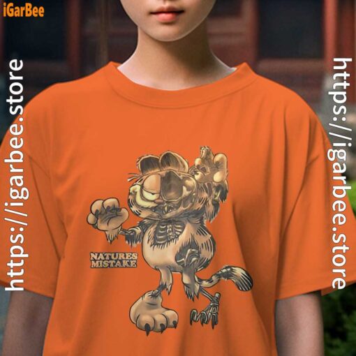 scary garfield zombie cat youth girl orange shirt female