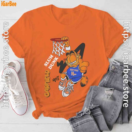 score big with garfield basketball orange tee shirt