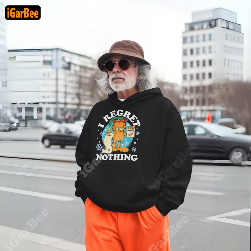 the old man is very stylish when choosing garfield hoodie as street clothes Garfield hoodie is the funny father's day gifts