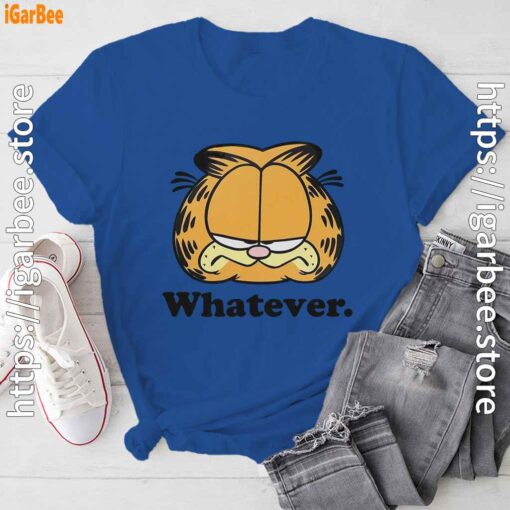 whatever garfield attitude blue tee shirt